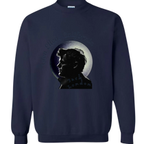 Sonoma Rebel navy blue crewneck sweatshirt with a graphic print of Jack London's profile against a moon, text reads "Glen Ellen, California".