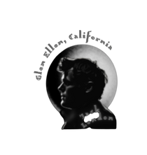 Sonoma Rebel Jack London Wolf House graphic t-shirt in black, featuring a silhouette profile of Jack London with text.
