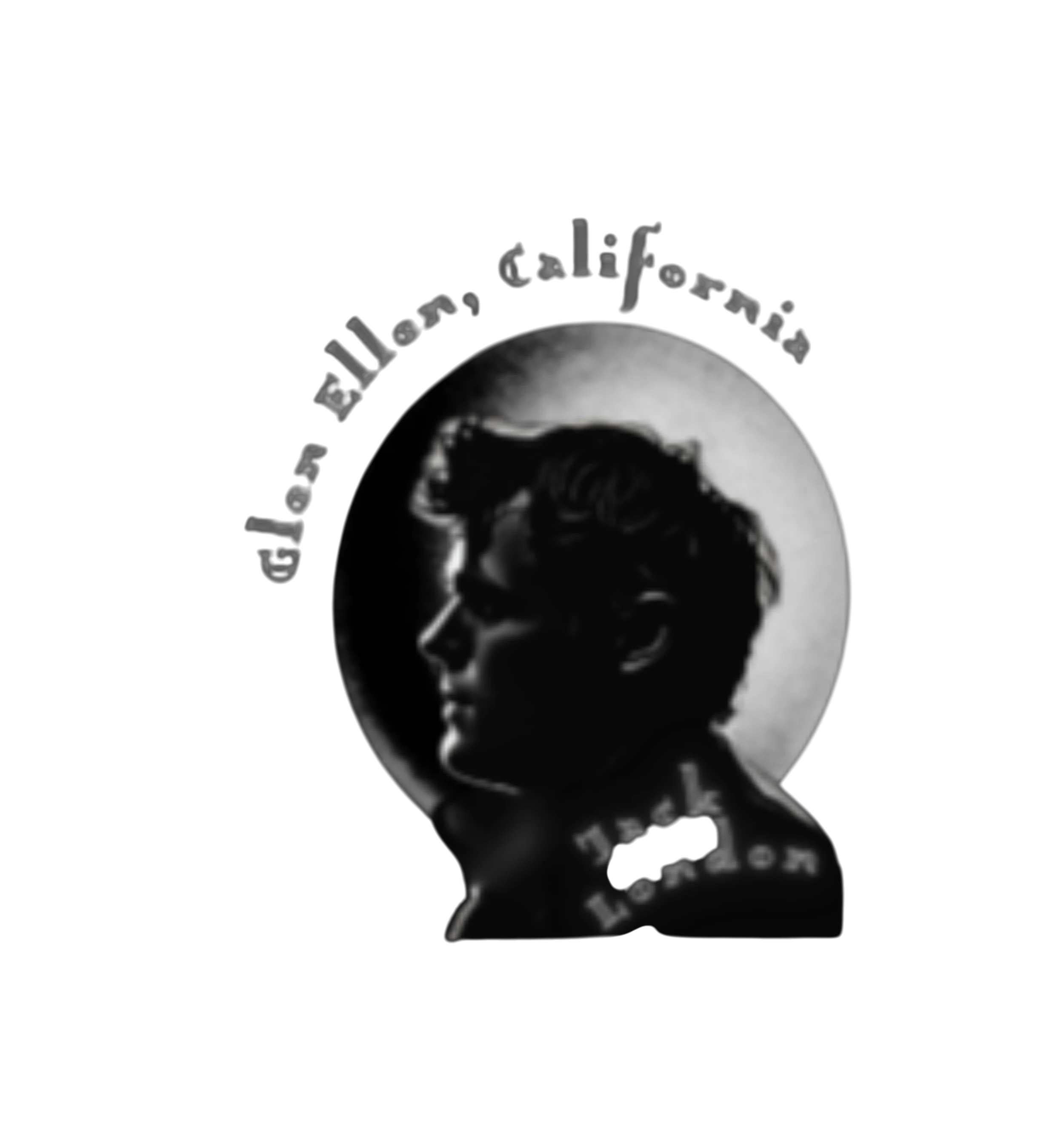 Sonoma Rebel Jack London Wolf House graphic t-shirt in black, featuring a silhouette profile of Jack London with text.