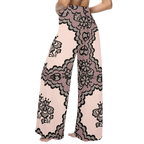 Sonoma Rebel light pink wide leg lounge pants with black lace print and high waist. Comfortable, relaxed fit for sleep or lounging.