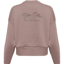 Sonoma Rebel Valley of the Moon Glam oversized sweatshirt in mauve, featuring embroidered Glen Ellen California text on the back.
