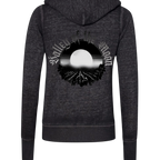 Sonoma Rebel Misty Moon Women's charcoal grey burnout fleece full zip hoodie with graphic.