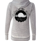 Sonoma Rebel Misty Moon Women's grey burnout fleece full zip hoodie with graphic.