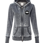 Sonoma Rebel Misty Moon Women's grey burnout fleece full zip hoodie with graphic.