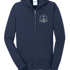 Sonoma Rebel navy blue full-zip hooded sweatshirt with a "Pinot Noir" graphic on the left chest.