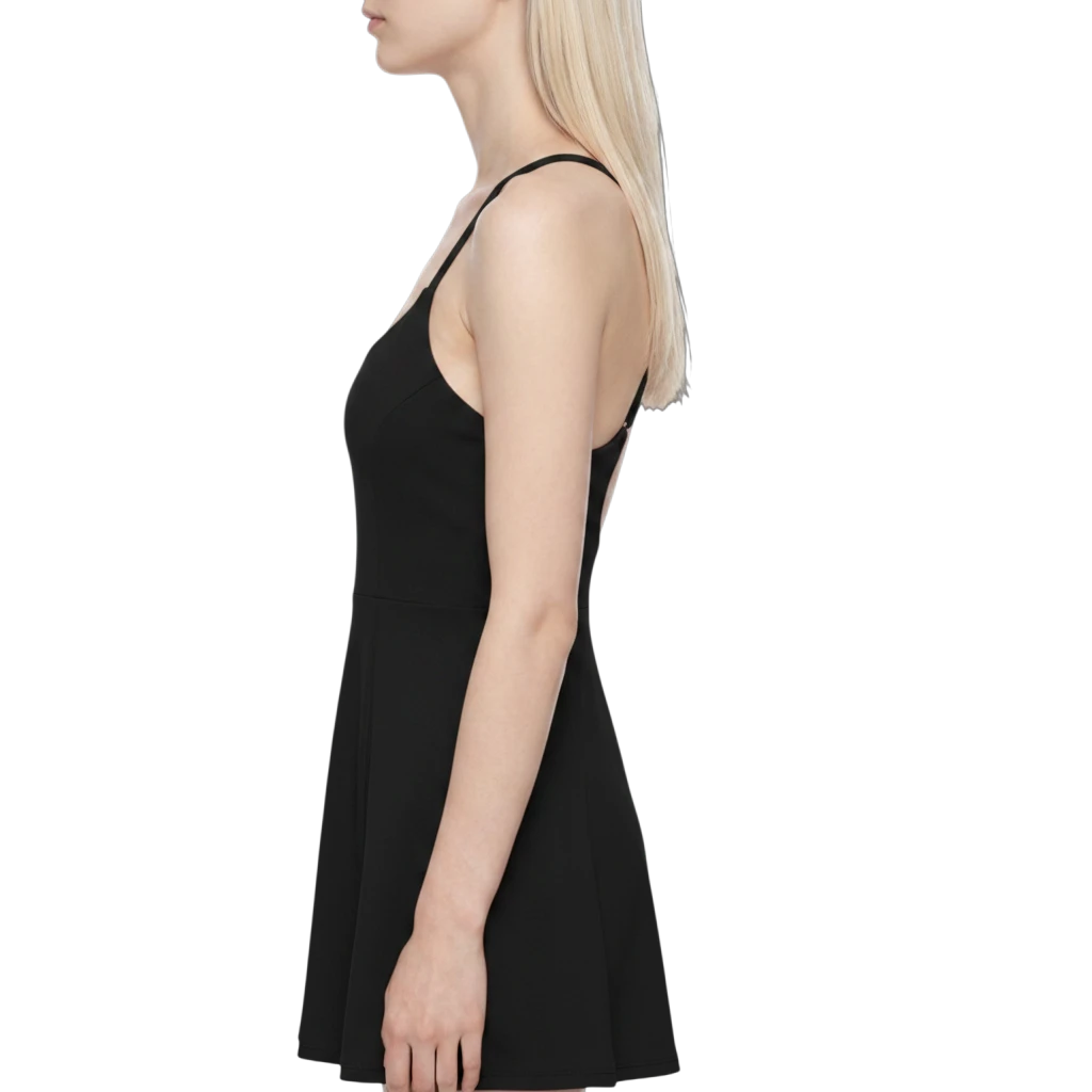 Sonoma Rebel orange A-line mini dress with U-neck and sleeveless design, made from polyester and spandex blend.