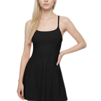 Sonoma Rebel orange A-line mini dress with U-neck and spaghetti straps, made of polyester and spandex.