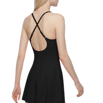 Sonoma Rebel women's orange A-line mini dress with U-neck and criss-cross back straps, made of polyester and spandex.
