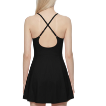 Sonoma Rebel Women's orange A-line mini dress with U-neck and criss-cross back straps, made of polyester and spandex.