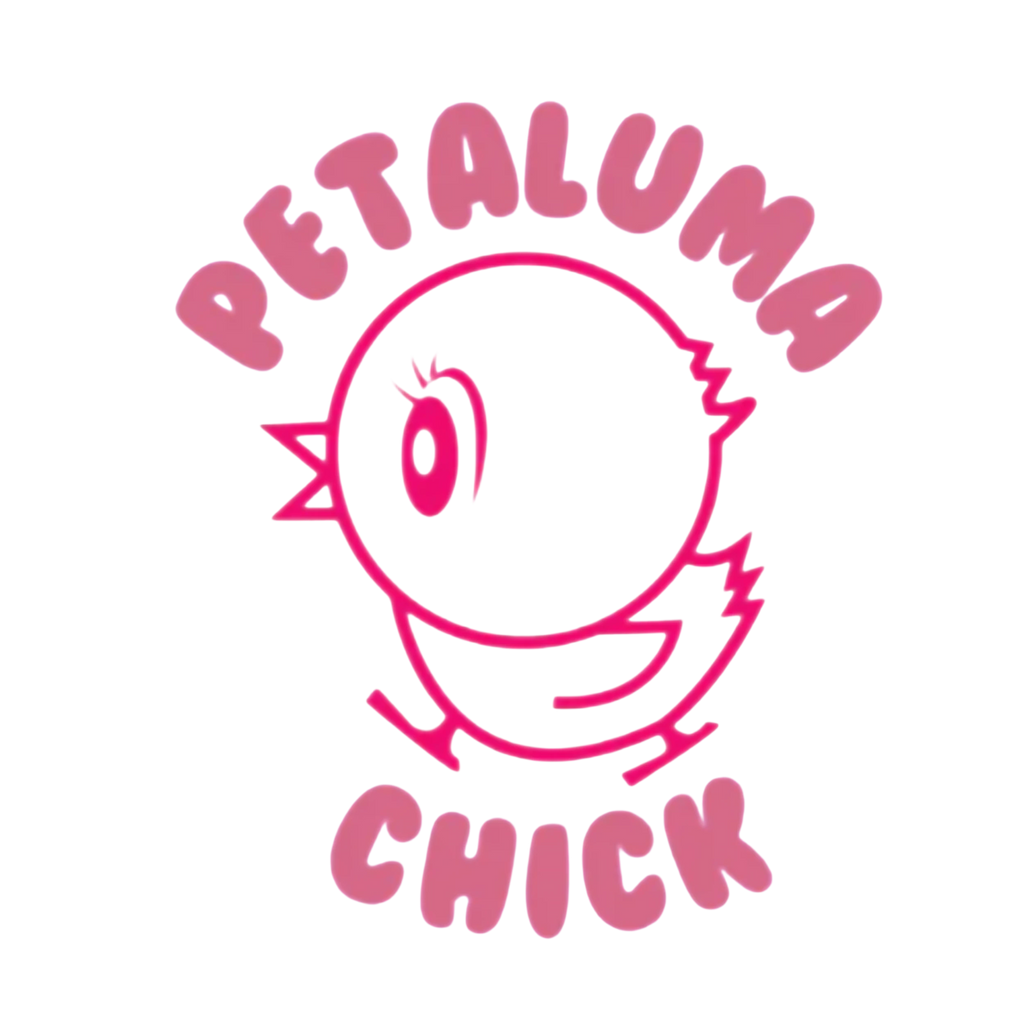 Sonoma Rebel toddler girl t-shirt with a pink "Petaluma Chick" graphic on a black background.