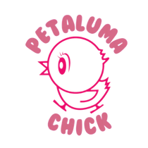 Sonoma Rebel toddler girl t-shirt with a pink "Petaluma Chick" graphic on a black background.