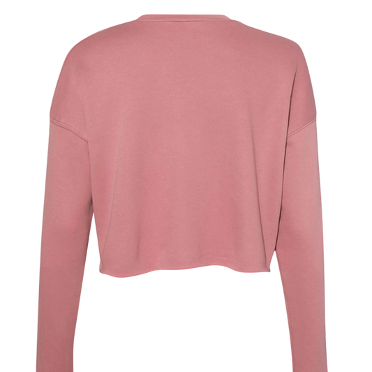 Sonoma Rebel dusty rose pink cropped sweatshirt with raw hem and long sleeves.