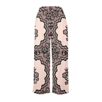 Sonoma Rebel pink wide leg lounge pants with black lace print detail. Relaxed fit, ideal for sleep or lounging.