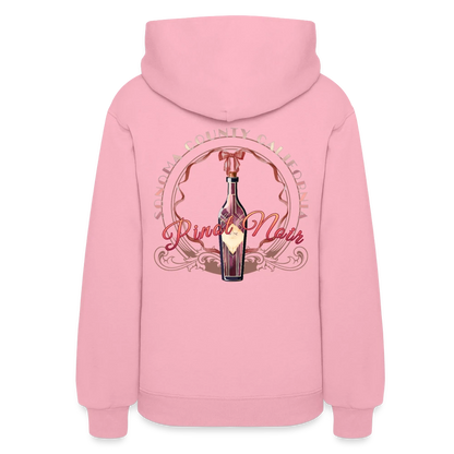 Sonoma Rebel pink cotton-polyester blend women's hoodie with a graphic of a Pinot Noir wine bottle and