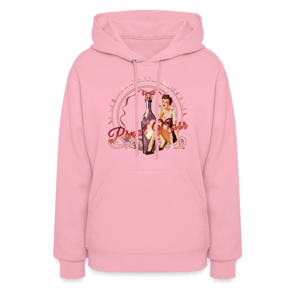 Sonoma Rebel pink cotton-polyester blend hoodie with a pinup girl and wine bottle graphic that reads "Pinot Noir"