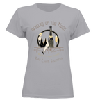 Sonoma Rebel Women's grey polyester t-shirt with a pinup graphic featuring a woman, champagne bottle, and glass. Text reads "Valley of the Moon" and "Glen Ellen, California".
