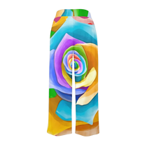 Sonoma Rebel women's wide-leg lounge pants with a vibrant rainbow rose print and adjustable drawstring waist.