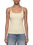 Sonoma Rebel cream ribbed cotton-spandex racerback tank top with U-neck, slim fit, and spaghetti straps.