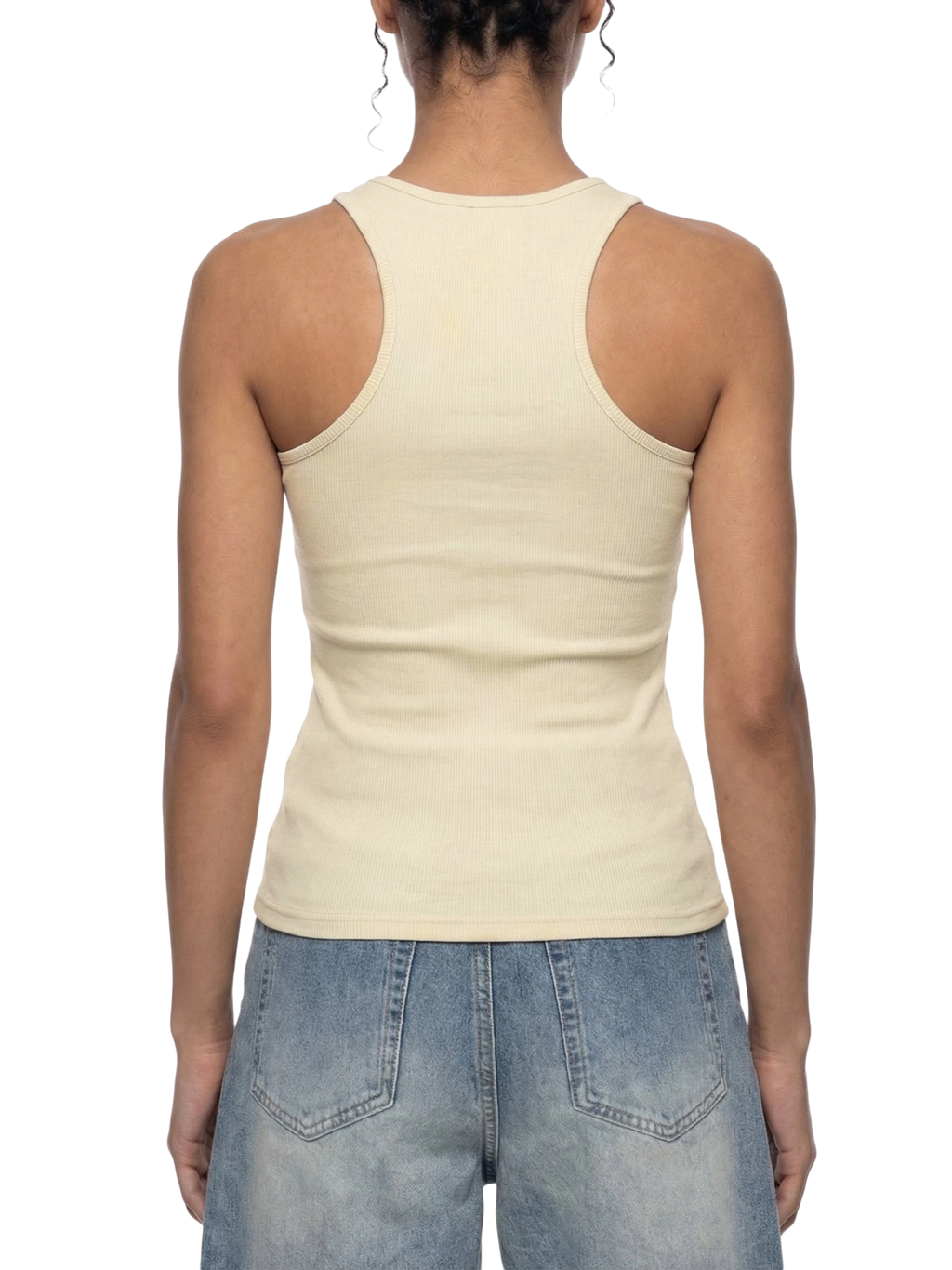 Sonoma Rebel cream ribbed cotton-spandex racerback tank top with U-neck, slim fit.