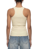Sonoma Rebel cream ribbed cotton-spandex racerback tank top with U-neck, slim fit.