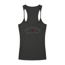 Sonoma Rebel dark grey ribbed cotton-spandex racerback tank top with embroidered California O.G. graphic.
