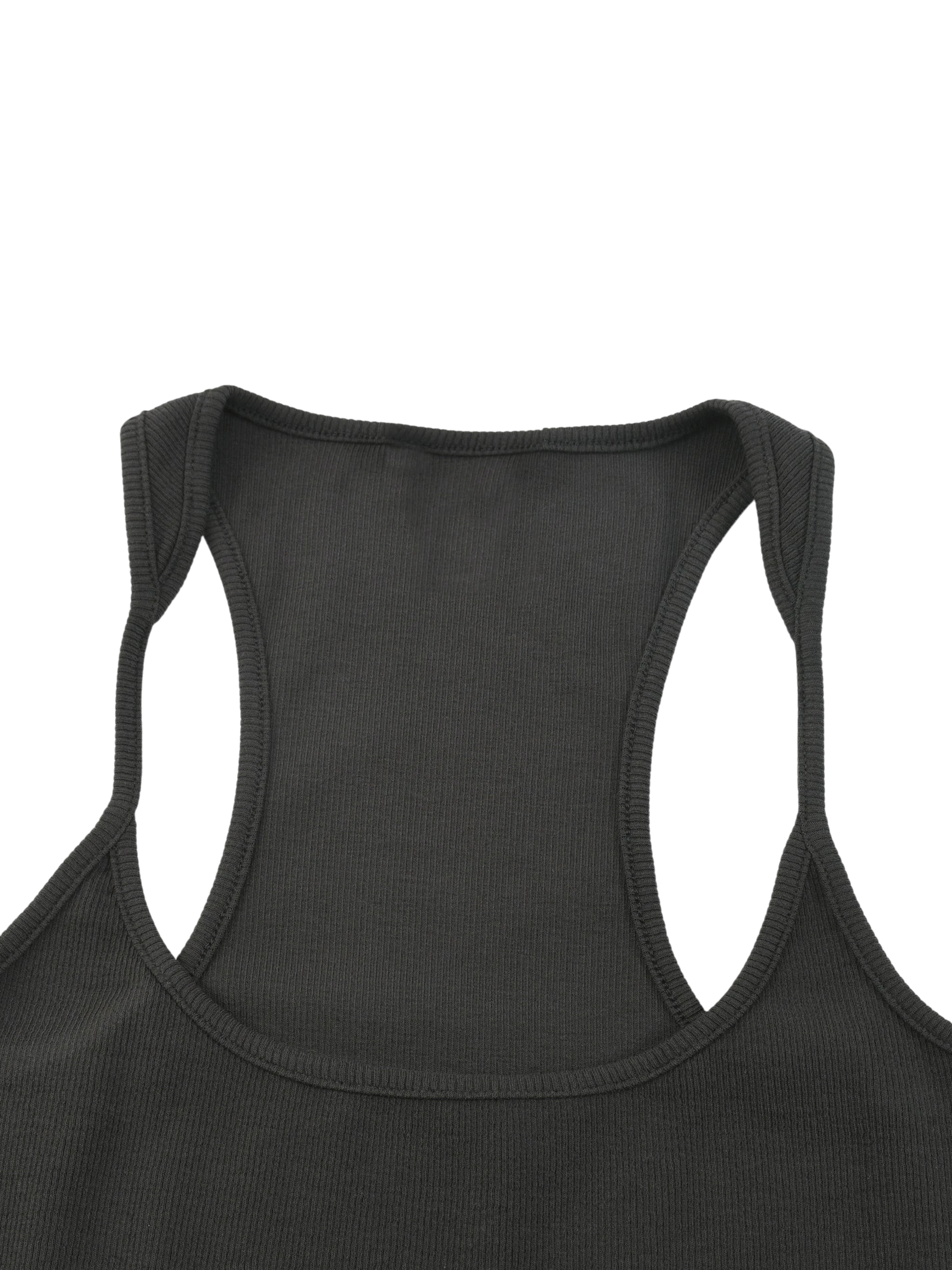 Sonoma Rebel dark grey ribbed cotton-spandex racerback tank top with U-neck and slim fit.