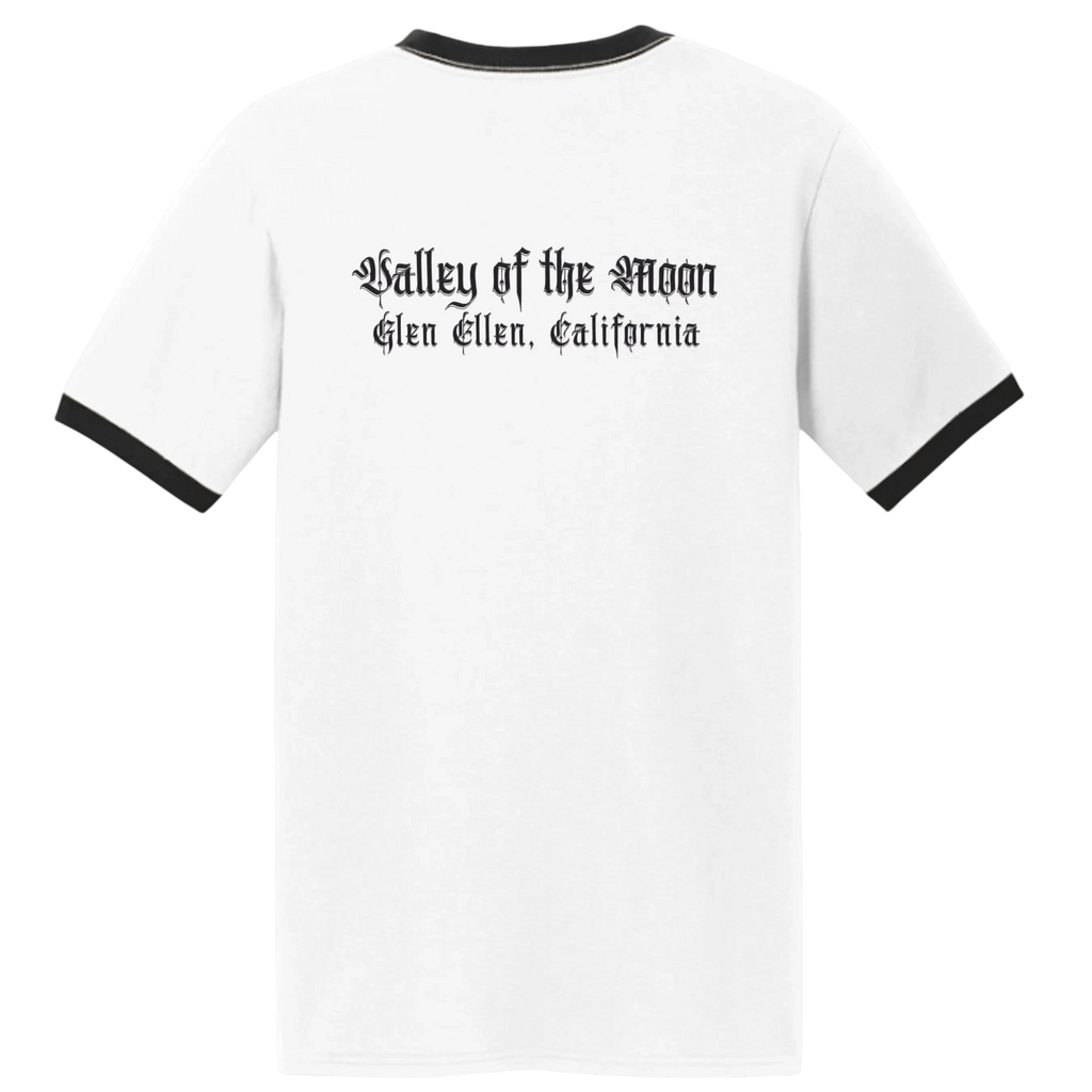 Sonoma Rebel Men's white ringer t-shirt with black trim and