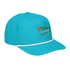 Sonoma Rebel turquoise cotton-nylon blend golf cap with a white rope detail and a vintage cocktail sign graphic.