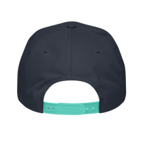Sonoma Rebel Vintage Cocktails Golf Rope Cap in navy with a contrasting mint green snapback closure. This cap features an unstructured 5-panel silhouette and a semi-curved bill.
