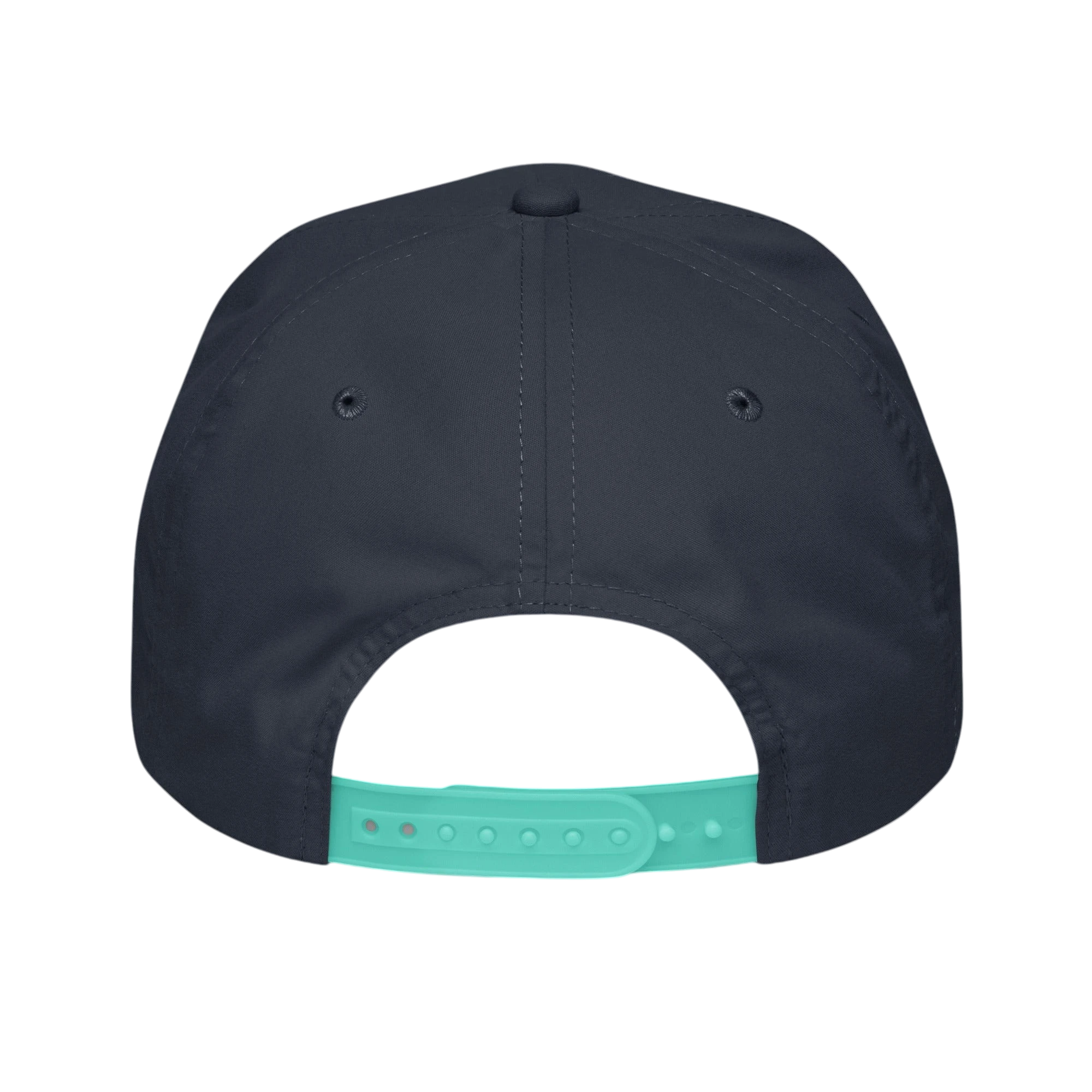 Sonoma Rebel Vintage Cocktails Golf Rope Cap in navy with a contrasting mint green snapback closure. This cap features an unstructured 5-panel silhouette and a semi-curved bill.
