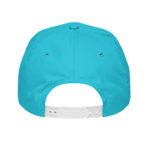Sonoma Rebel Vintage Cocktails Golf Rope Cap in bright turquoise with a white adjustable snapback. This cap features a 5-panel design and a semi-curved bill.