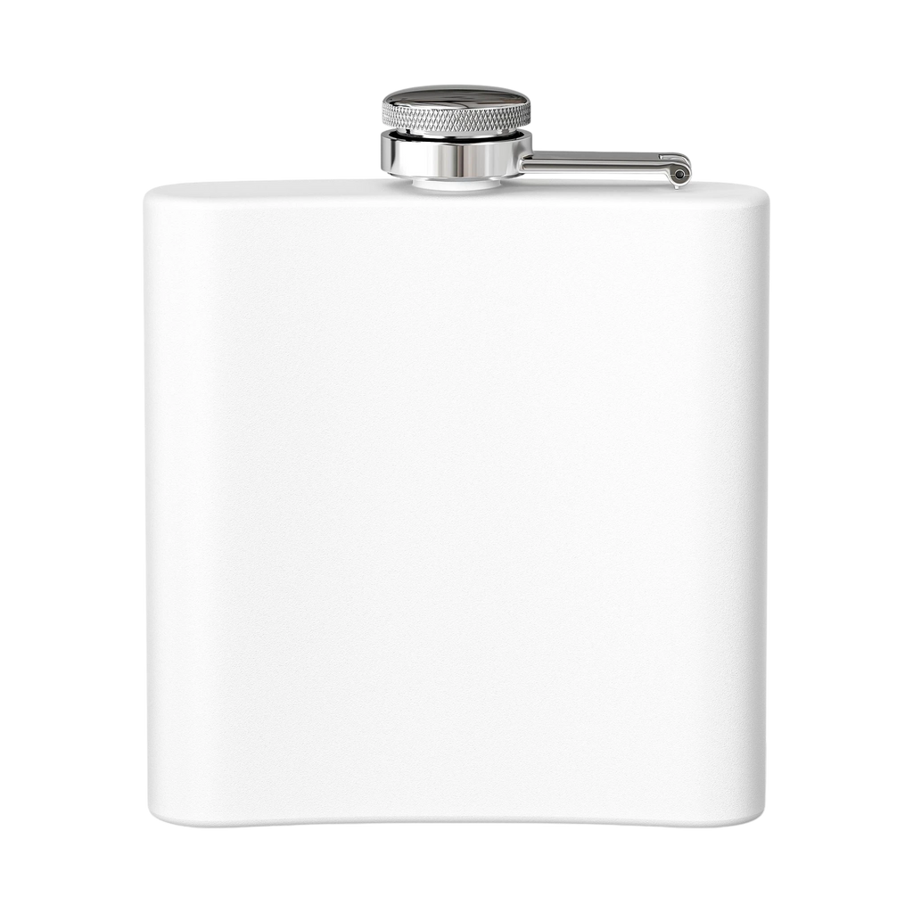 Sonoma Rebel Art Deco Martini Flask, 6 oz stainless steel, white powder-coated finish, compact and leak-proof for travel.
