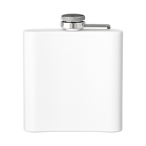 Sonoma Rebel Art Deco Martini Flask, 6 oz stainless steel, white powder-coated finish, compact and leak-proof for travel.