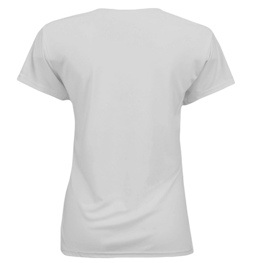 Sonoma Rebel white polyester performance t-shirt with a women's fit and UPF 50 sun protection.
