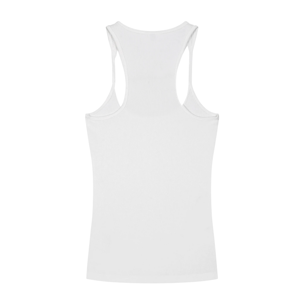Sonoma Rebel white ribbed cotton-spandex racerback tank top with U-neck, slim fit.