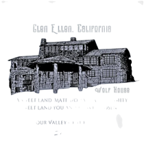 Sonoma Rebel Wolf House graphic tee, black 100% cotton t-shirt with a vintage-style illustration of a stone house and text.