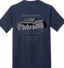 Sonoma Rebel navy blue 100% cotton unisex t-shirt with a graphic of Jack London's Wolf House and quote.