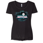 Sonoma Rebel women's black scoop neck t-shirt with a "Valley of the Moon" graphic featuring a full moon over vineyards at night.