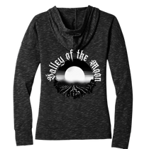 Sonoma Rebel Misty Moon womens charcoal heather full zip hoodie with graphic print on back.
