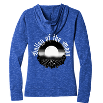 Sonoma Rebel Misty Moon womens royal blue heathered cotton-blend full zip hoodie with graphic.