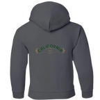Sonoma Rebel dark grey youth hoodie with "CALIFORNIA 1850" graphic on back. Made from a 50/50 cotton-polyester blend.