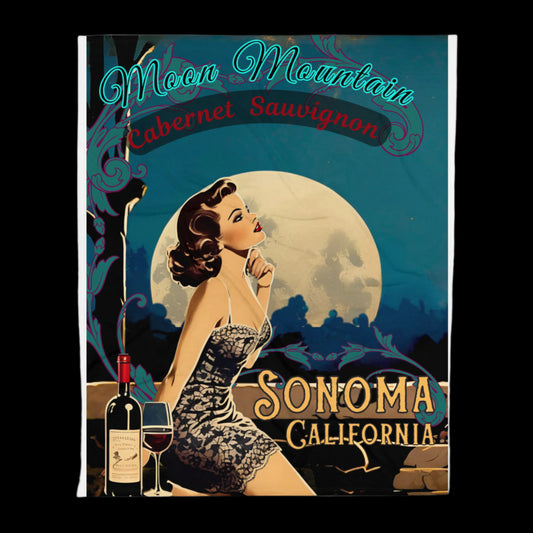 Moon Mountain Sonoma County Vintage Wine Poster Throw Blanket